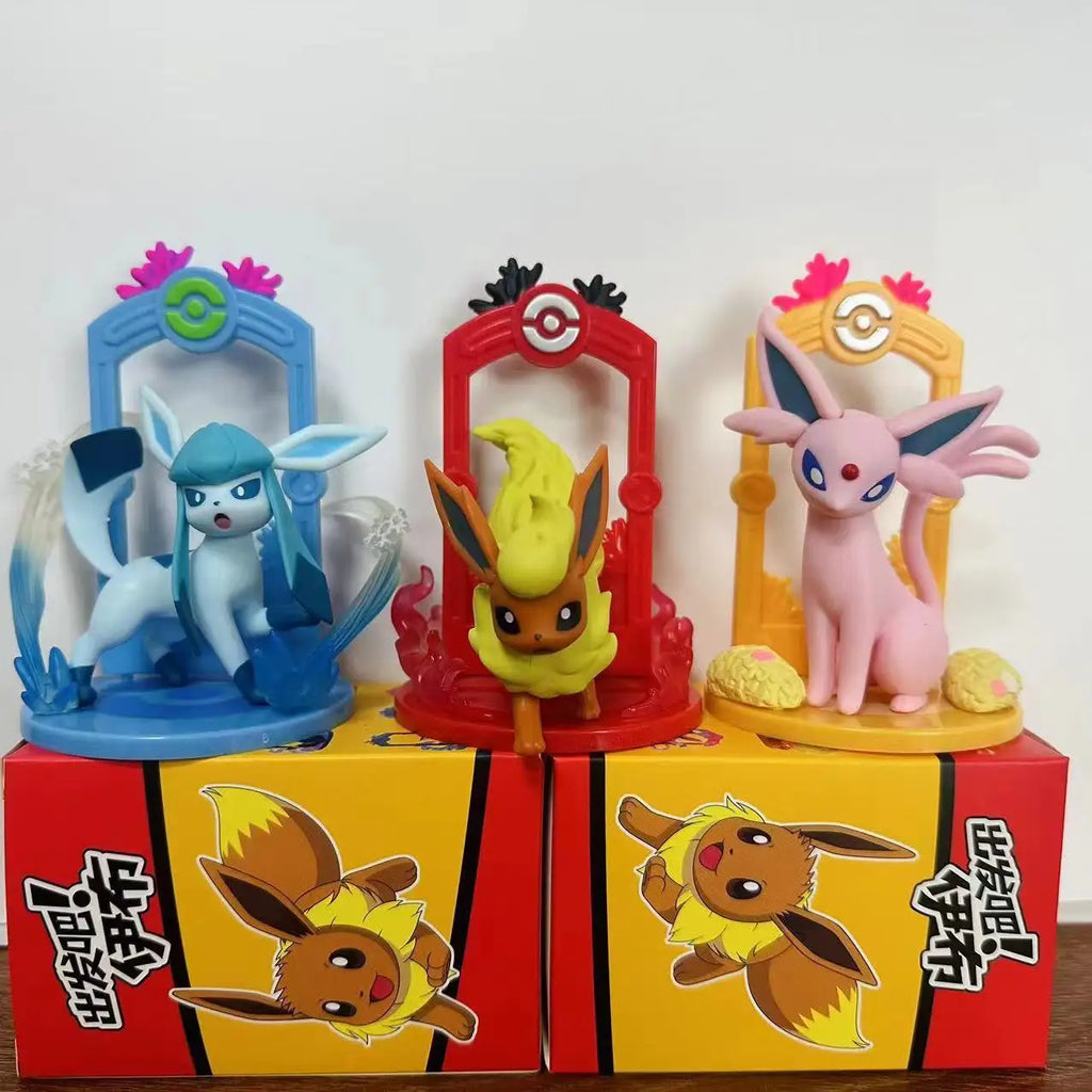 9pcs/Set Pokemon Eeveelution Figure Set Eevee Sylveon Espeon Glaceon Leafeon Box Anime Figure Toy Children's Birthday Gift