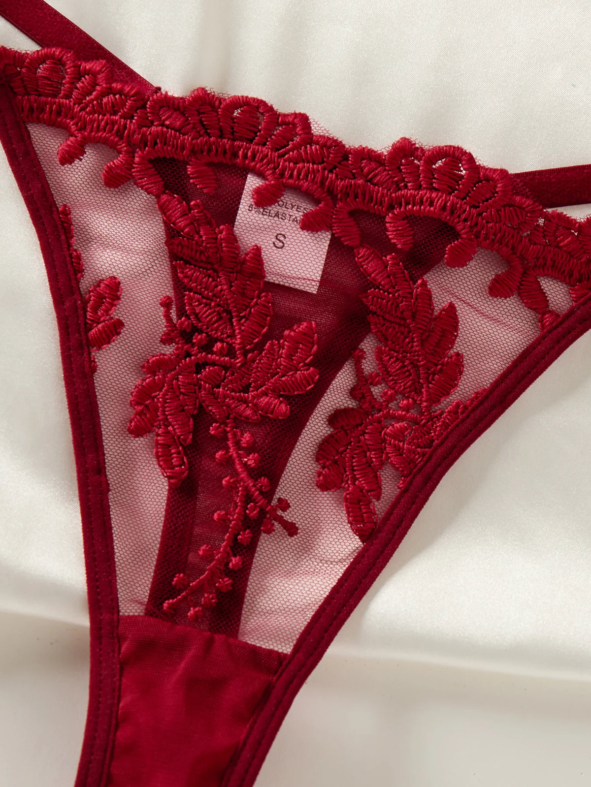 Wine Red Wheat Embroidered Nightgown