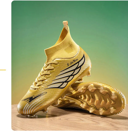 New Men Football Boots Training Shoes Soccer Cleats Match Ultralight FG Non-Slip Soccer Shoes Long Spikes Outdoor