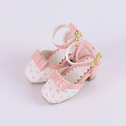 ICY DBS Blyth doll shoes polka dot elegant chunky heeled high heels toy gift
