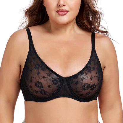 Plus Size Womens Bras Lace Underwire BH B-E Cup Comfortable & Alluring Lingerie