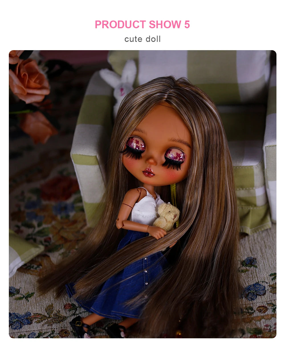 ICY DBS Bryce 1/6 Hand-Painted Doll Set Doll with Black skin, Long Lashes, and Sunspots SD Version