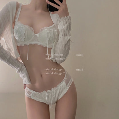 Princess Lolita Bra Set, Pure Lust Lace, Sexy Gathering, Anti-Sagging, Sweet Court Style, Comfortable Underwired Girl Bra Set