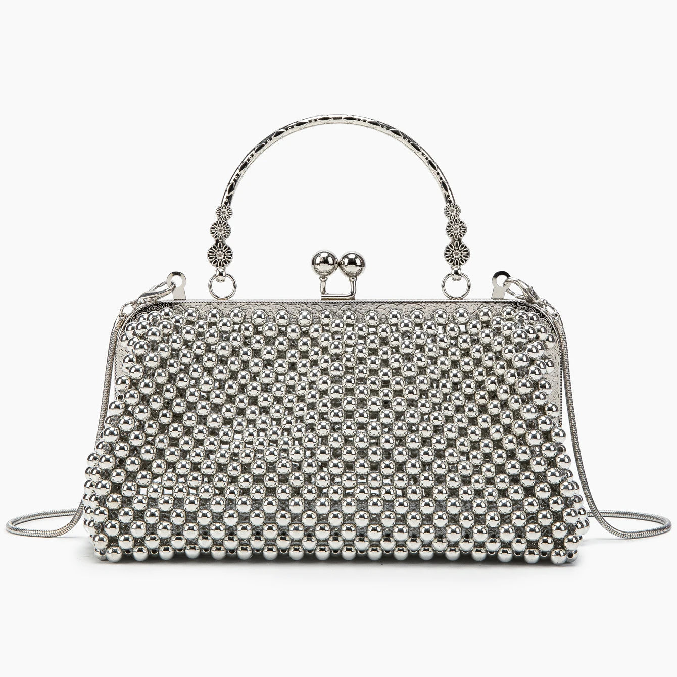 Women's Pearl Embellished ABS Frame Clutch Bag – Evening & Wedding, 6 Colors