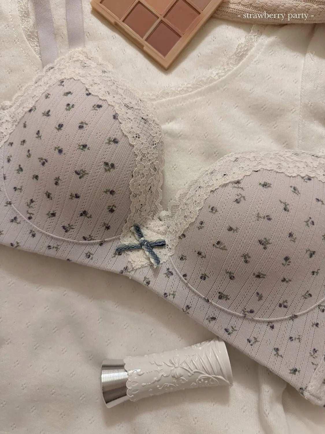 Women's Floral Lace Wireless Bra Set