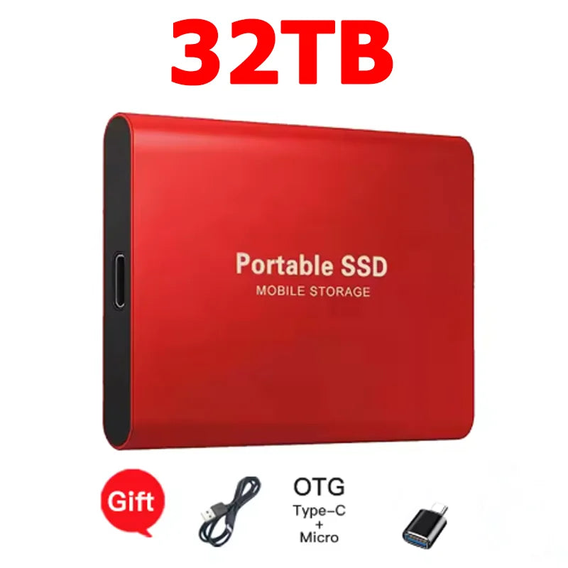 High-speed SSD 1TB Portable External Hard Drive 2TB Solid State Drive 4TB Mass Hard Disk for Laptop Mac PC and Mobile Phone Data