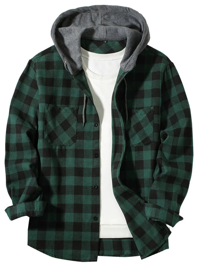 Men's Plaid Hooded Casual Shirt