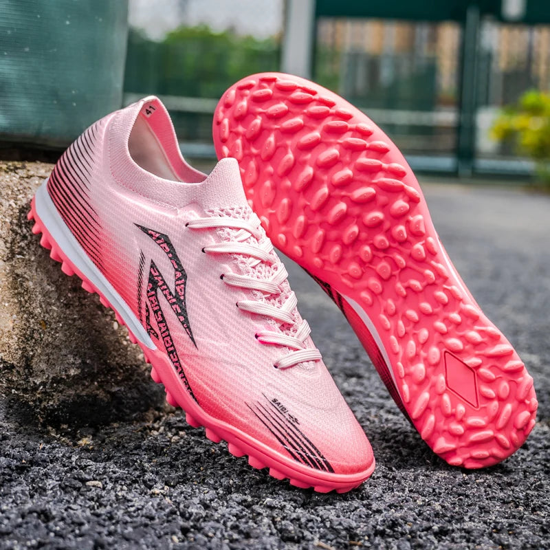 Men TF Turf Soccer Shoes Breathable PU Upper Anti‑Slip Rubber Outsole Light Footwear For Artificial Grass Training