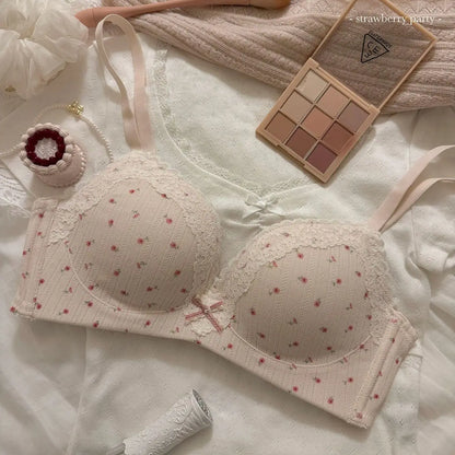 Women's Floral Lace Wireless Bra Set