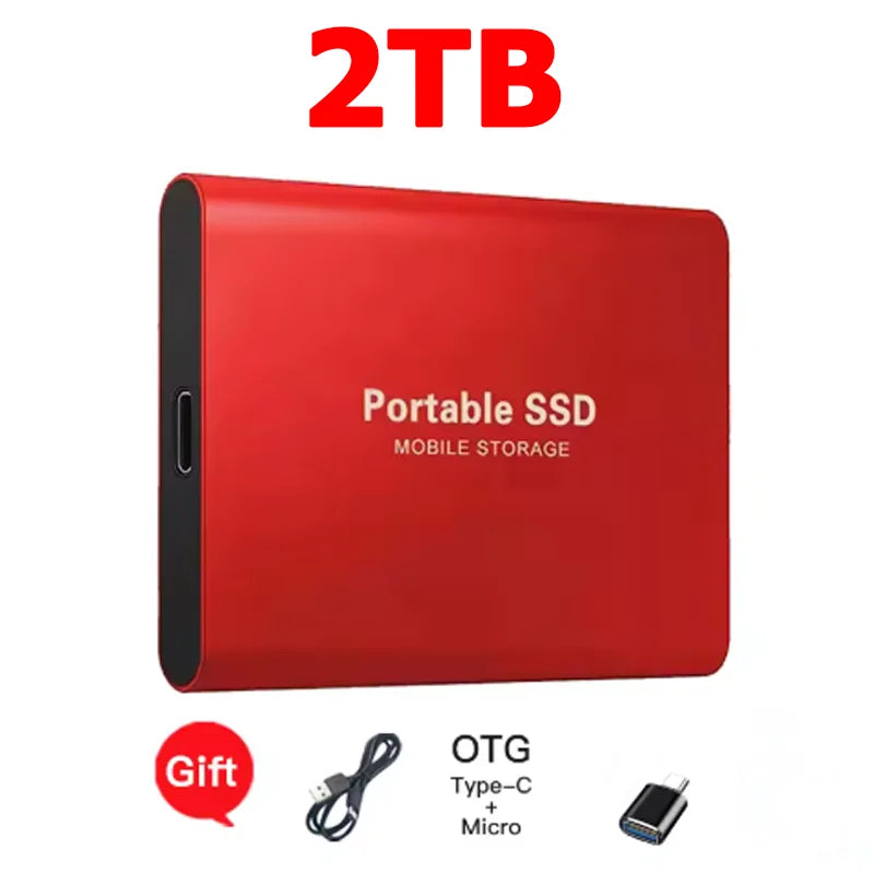 High-speed SSD 1TB Portable External Hard Drive 2TB Solid State Drive 4TB Mass Hard Disk for Laptop Mac PC and Mobile Phone Data