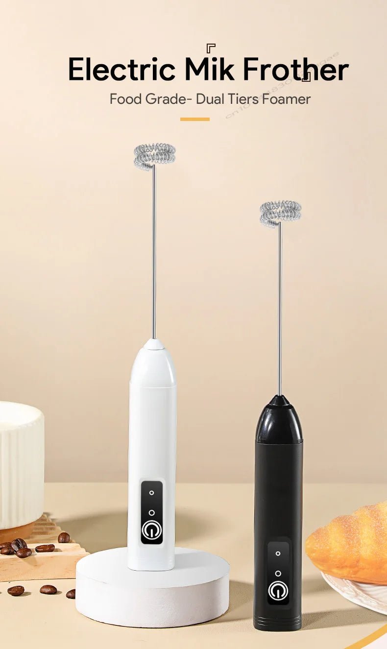MINl Mik Frother USB Rechargeable 3 Speeds Foam Maker Coffee Whisk Mixer Electric Handle Blender Egg Beater Hot Cooking Tools