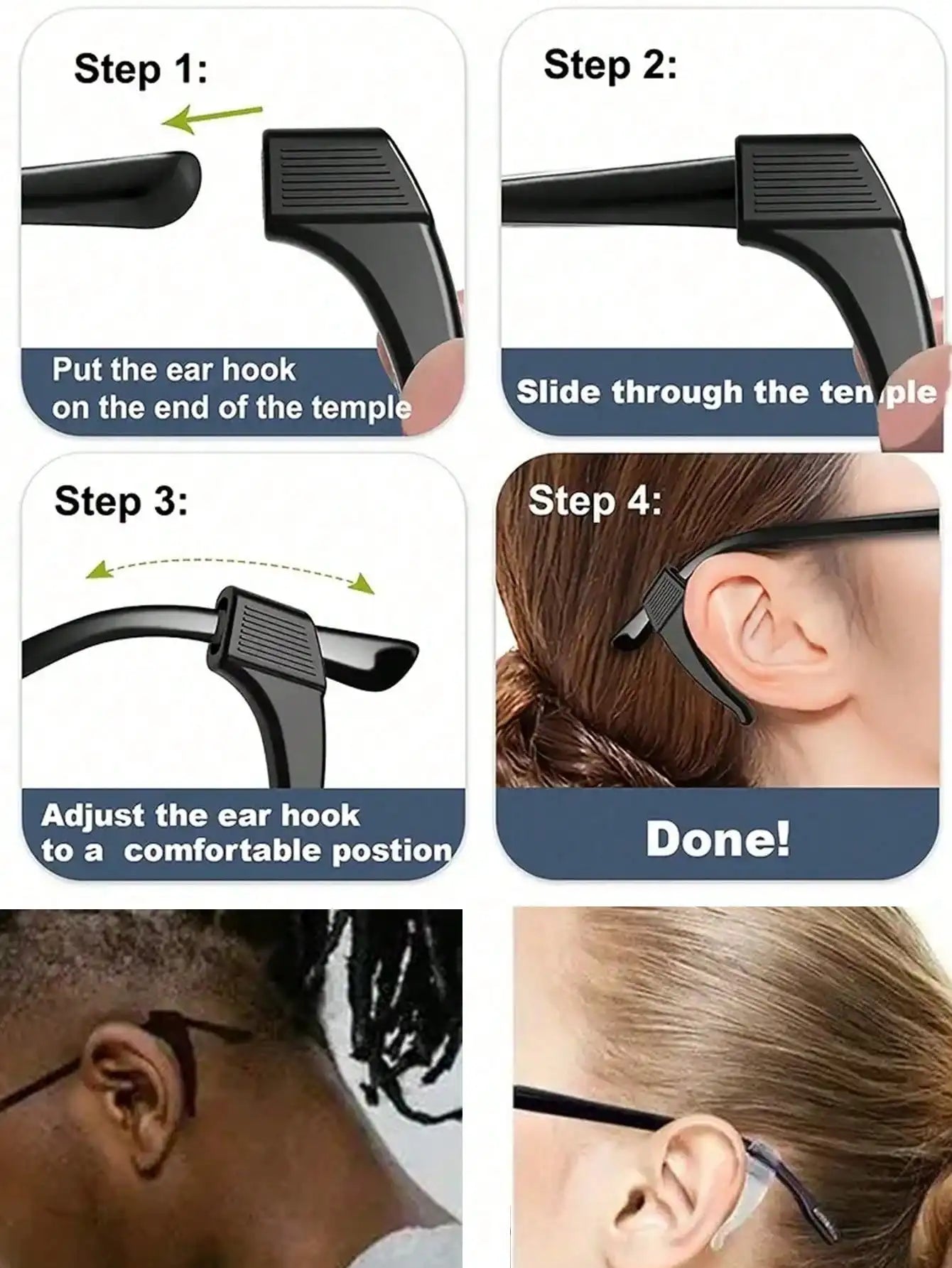 4~40pcs Anti-Slip Silicone Ear Grip Glasses Eyeglasses Leg Ear Hook Stopper Bracket Fastener Accessories Temple Tip Eyewear Holder Glasses Accessories For Women Clear