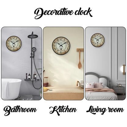 Retro“ Antoine De Praiteon a Paris Dehuis1801” Pattern Wooden Wall Clock Living Room Bedroom Kitchen Home Decoration Wall Clock Silent Quartz Clock Holiday Gift 10 Inches 12 Inches 14 Inches 16inch (Without Battery)