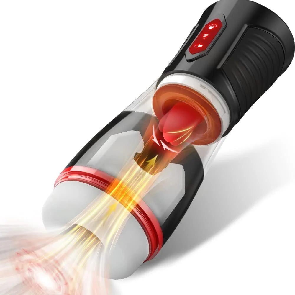 Male Masturbator Sex Toys for Men - Adult Toy with Tongue Licking & Sucking Modes, Blowjob Pocket Pussy Hands Free Sex Machine
