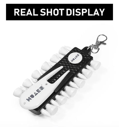 Golf Tees Rack with 12pcs Tees Green Fork and Pencil Portable Golf Accessory Storage Device TC001