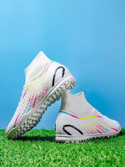 Professional Training TF Soccer Shoes for Men Women Kids PU+Fabric Breathable Wear-Resistant Rubber Sole