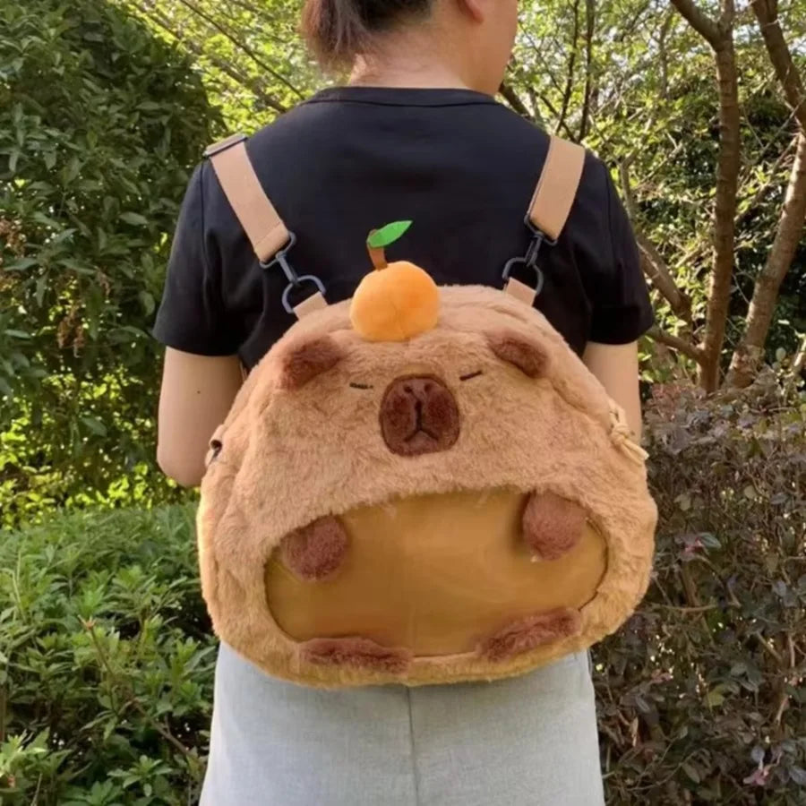 Capybara Plush Backpack Kawaii Fashion Plushie Doll Fur Pendant Children's Shoulder Bag Mini Knapsack Bags Gifts For Girlfriend