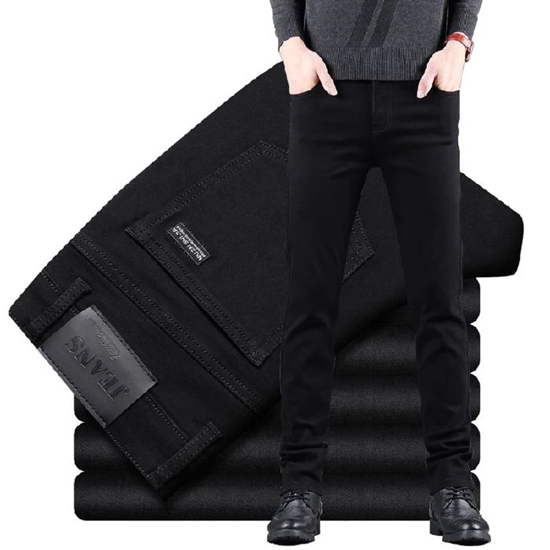 Men's Black Slim-Fit Stretch Jeans