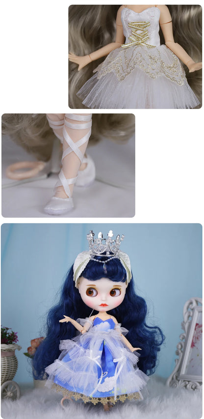 ICY DBS Blyth Doll Dress White Swan Ballet Suit Skirt 1/6 BJD Ob24 Anime Girls