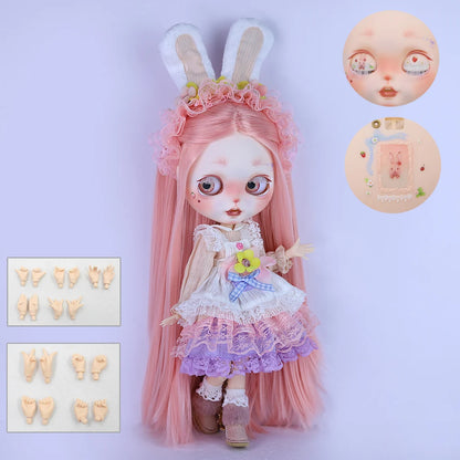 ICY DBS Blyth 1/6 Doll Hand Painted Set Cute Bunny Frosted Face Doll Set SD