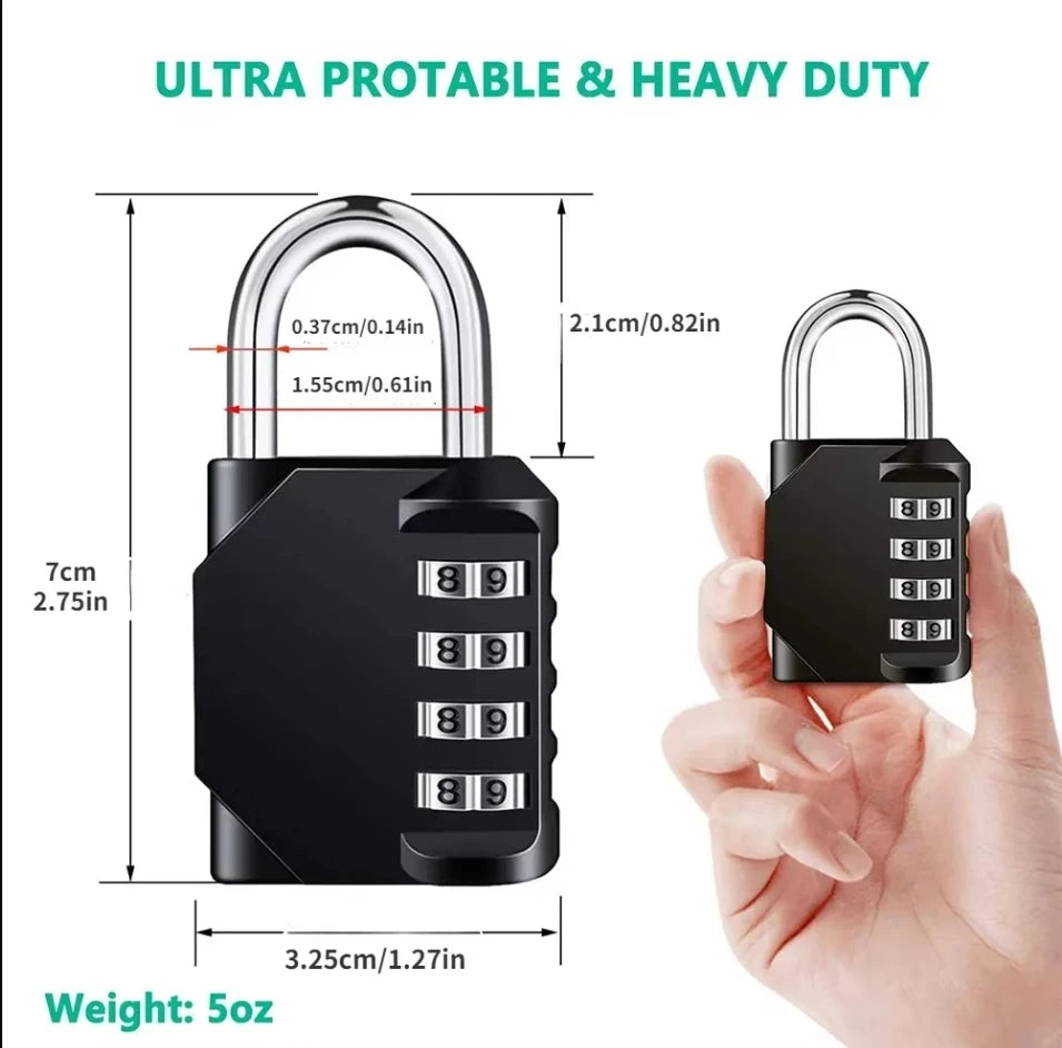 1pc Combination Lock Resettable 4 Digit Padlock with Combination Waterproof and Heavy Duty Combination Padlock Outdoor Indoor
