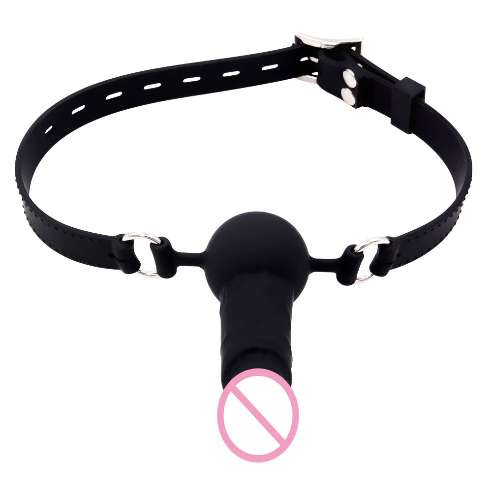 Dildo Reversible Ball or Cock in Mouth Gag, Silicone Deepthroat BDSM Gags,Slave Bondage,Restraints,Sex Toys Couples