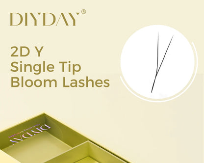 DIYDAY 2D Y Lashes Extension Premade Voume Fans Faux Mink Eyelashes Single Tips 2D Y Shaped Eye Lashes for Makeup Products