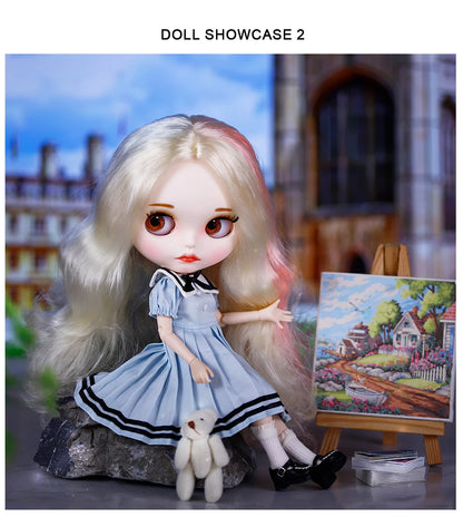 ICY DBS Blyth Doll Pleated Skirt Leather Jacket Hat Set Anime Girl jiontBody 1/6 BJD