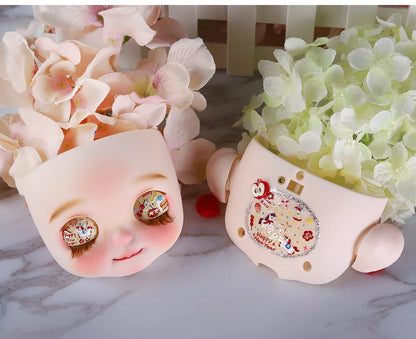 Blyth1/6 doll Hand-painted shell DIY makeup lip carving eyebrows handmade Ears