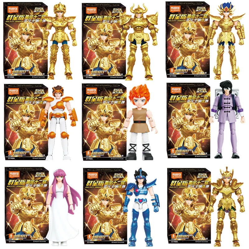 Original Blokees Gold Saint Action Figure Champion Saori Kido Seiya Mu Aiolia Assembly Figure Children Toys Birthday Gift