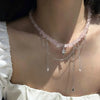 Elegant Multilayer Tassel Chain Pendant Necklace For Women Vintage Creative Natural Blue Stone Chocker Necklace Wedding Jewelry
