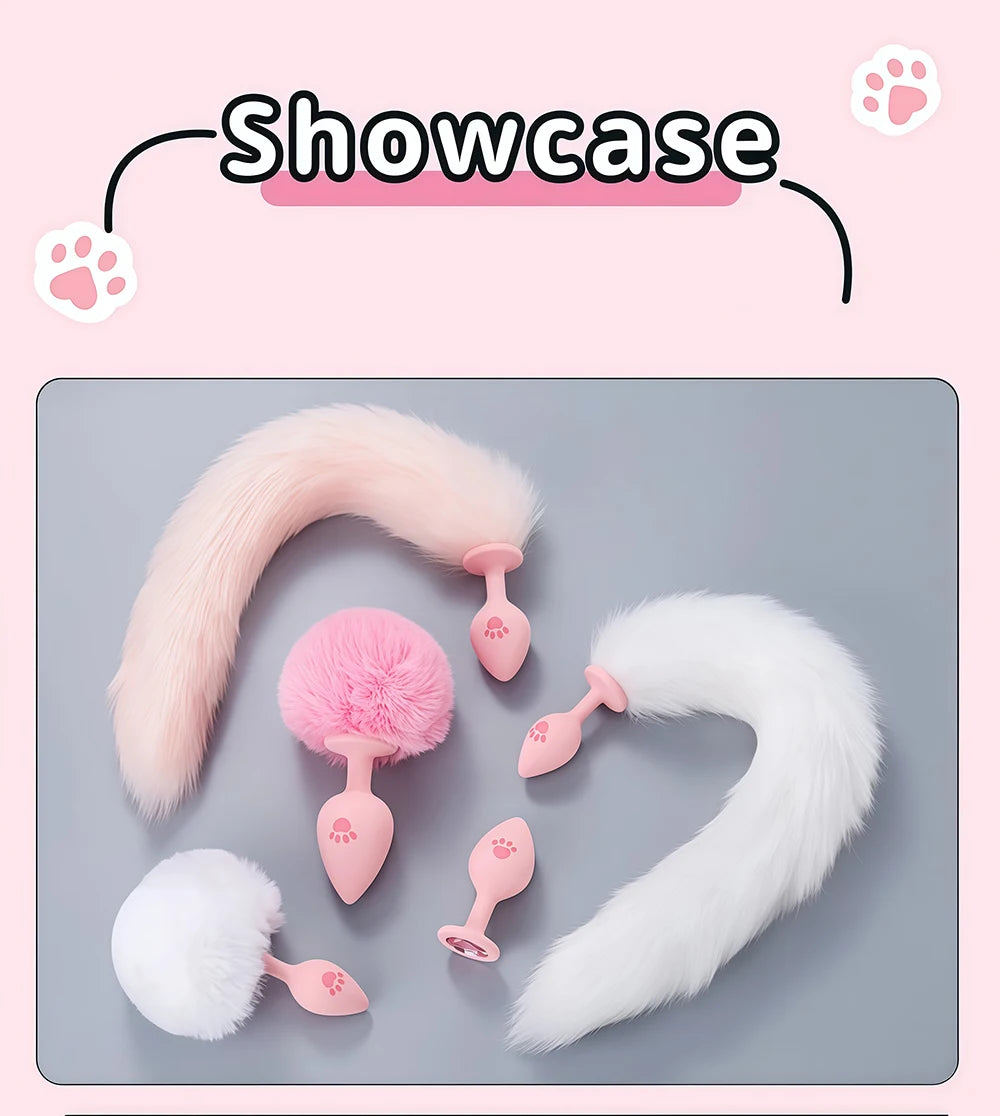 Cat Paw Anal Plug Adult Couple Games Butt Plug Erotic Product Penetration Anal Toys with Hairball Fox Tail Sex Toy for Men Women