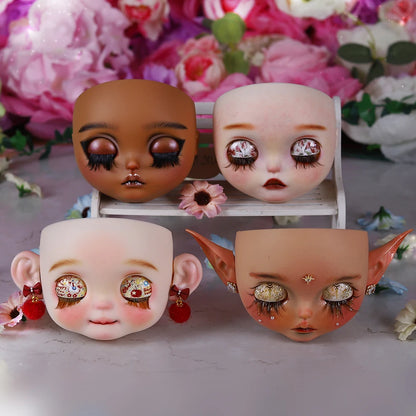 Blyth1/6 doll Hand-painted shell DIY makeup lip carving eyebrows handmade Ears