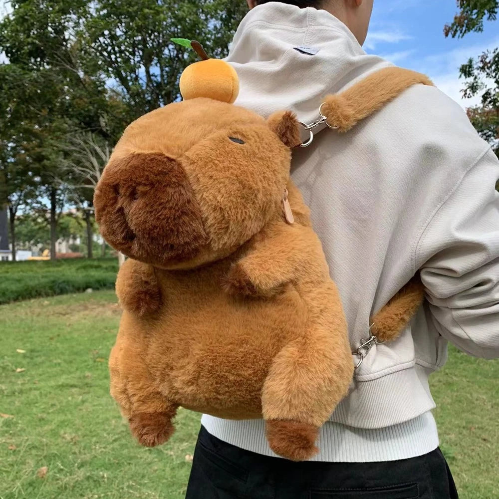 Capybara Plush Backpack Kawaii Fashion Plushie Doll Fur Pendant Children's Shoulder Bag Mini Knapsack Bags Gifts For Girlfriend