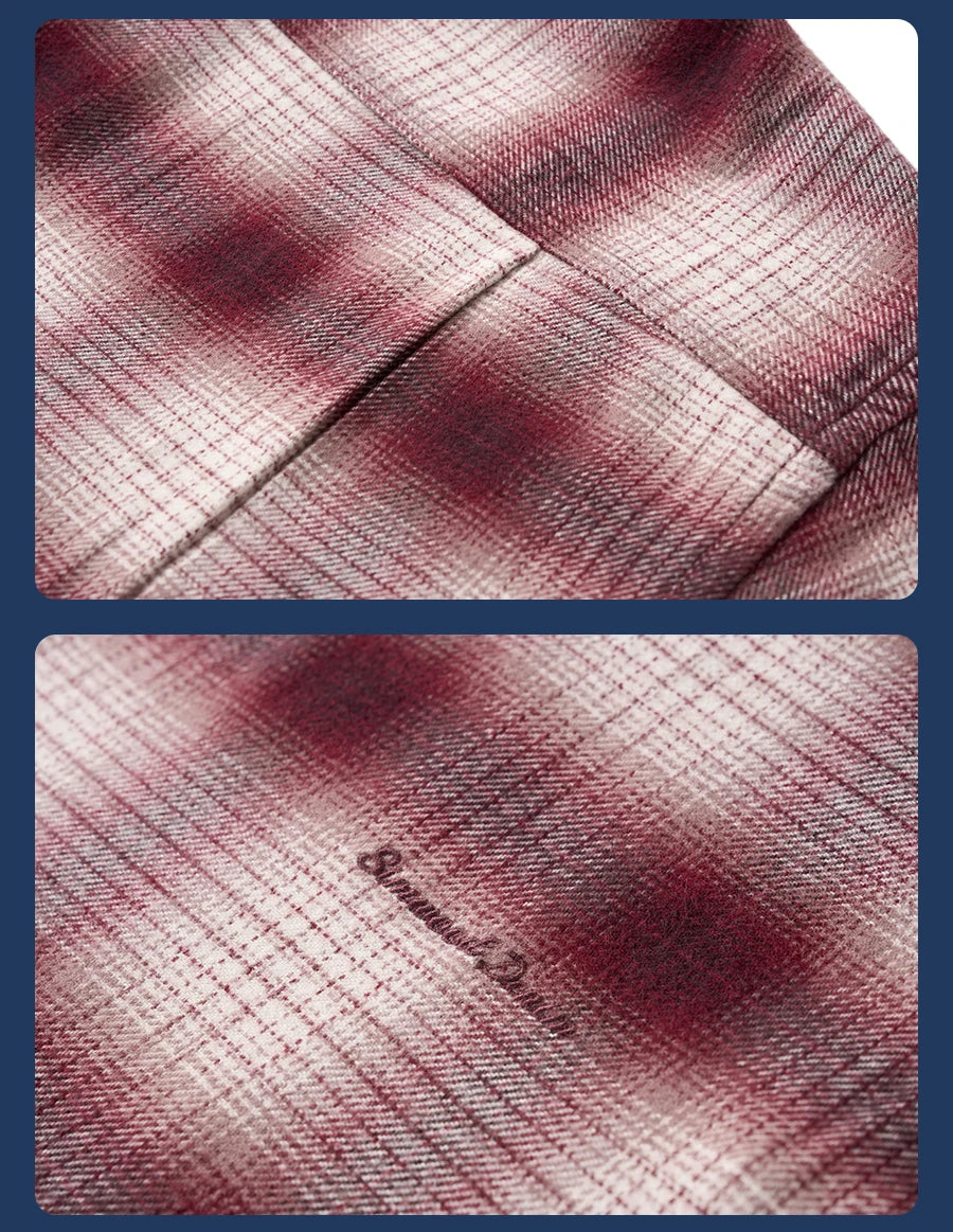 SIMWOOD High Standard 2026 Spring New Oversize 270gsm Wool Blend Plaid Shirts Men Warm Vintage Shirt