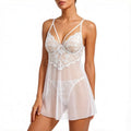 White Lace V-Neck Nightgown Set