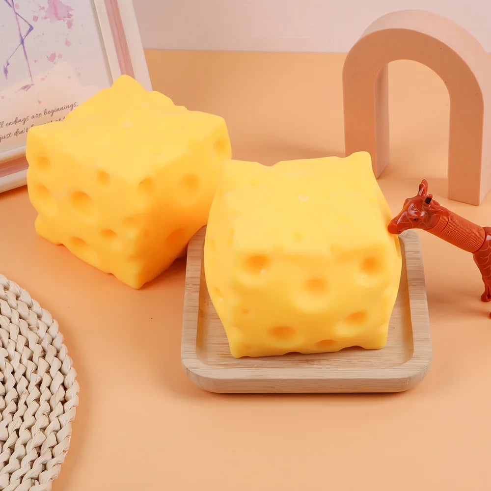 Giant Cube Cheese Squeeze Toy Simulation Extra Large Size Cheese Fidget Toy Slow Rebound Shapeable Venting Ball for Adult Gifts