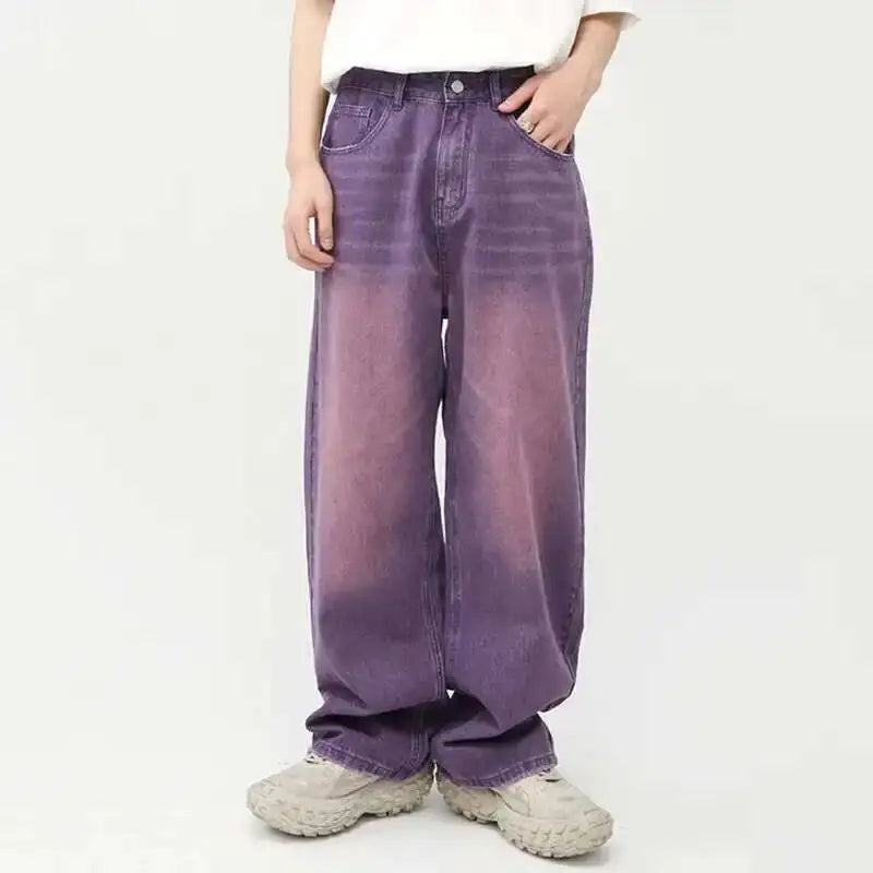 IEFB Men's Jeans New Korean Personality Straight Wide Leg Denim Pants Fashion Autumn Spring Vintage Male Trousers 9A5577