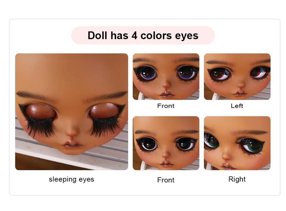 Blyth1/6 doll Hand-painted shell DIY makeup lip carving eyebrows handmade Ears