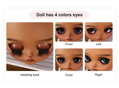 Blyth1/6 doll Hand-painted shell DIY makeup lip carving eyebrows handmade Ears