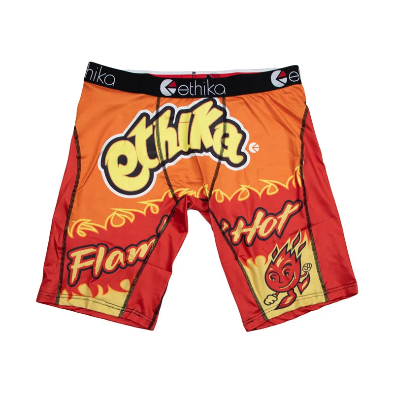 ETHIKA 1Pcs Men Underwear Boxers Breathable Mesh Crotch Man Underpants Plus Size L-3XL Mens Panties Printed Men's Boxers Briefs