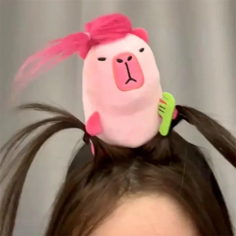 Cartoon Funny Capybara Hair Hoop Headband Summer Women's Cute Face Wash Headband Funny Plush Hair Band Hair Accessories