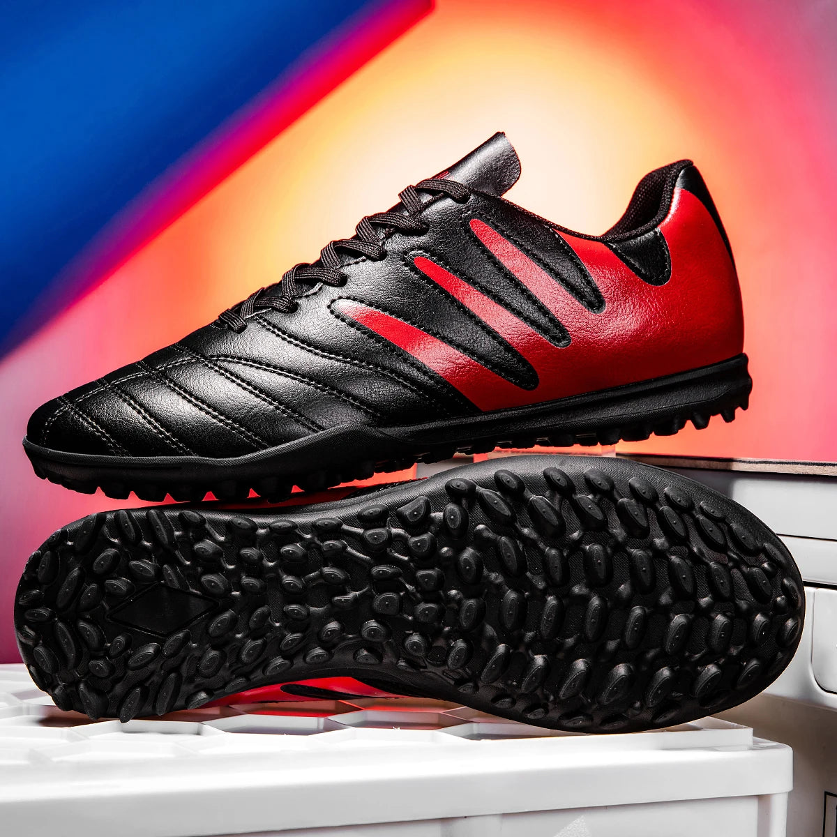 Breathable TF Turf Soccer Cleats Non-Slip Wear-Resistant Strong Grip Ankle Support Stable Lightweight Flexible