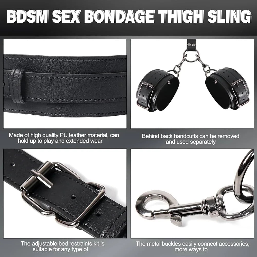 Erotic Toys Kits Adjustable Bondage Reverse Handcuffs Metal Anal Hook Binding Belt Sets Sex Toy For Couples BDSM Adult Toys