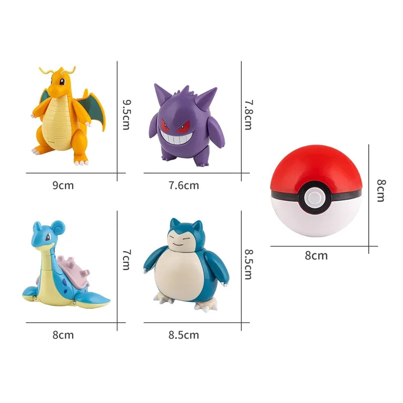 Pokemon Figures Toys Pocket Monsters Ball Model Pikachu Gengar Pokeball Dragonite Snorlax Pokeball Action Figures Toy