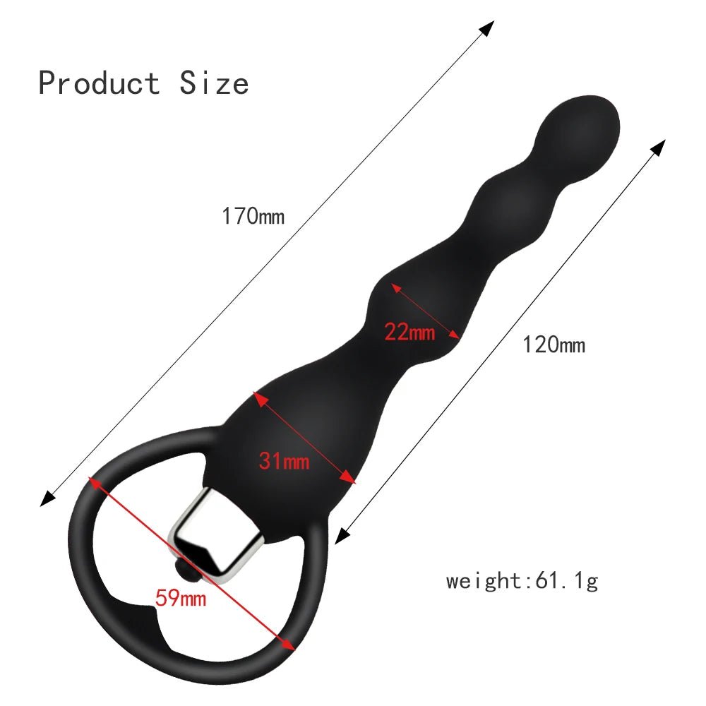 Long Anal Vibrator Butt Plug Silicone Vibrating Anal Beads Gay Toy Male Prostate Massage Sex Toys for Women Men Adult Products