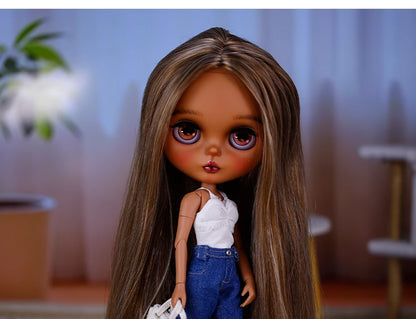 ICY DBS Bryce 1/6 Hand-Painted Doll Set Doll with Black skin, Long Lashes, and Sunspots SD Version