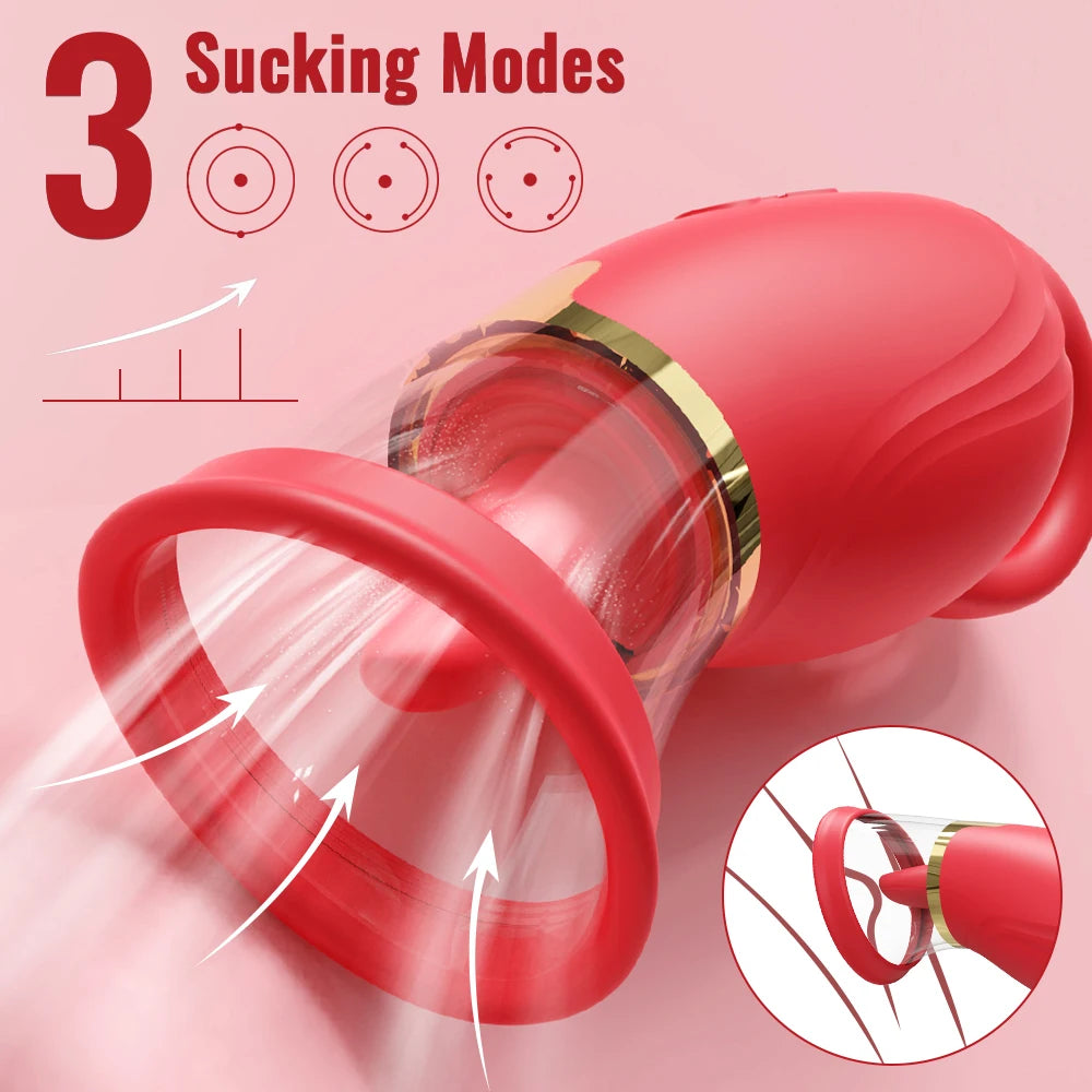 3-in-1 Rose Suction, Tongue & Vibration Massager