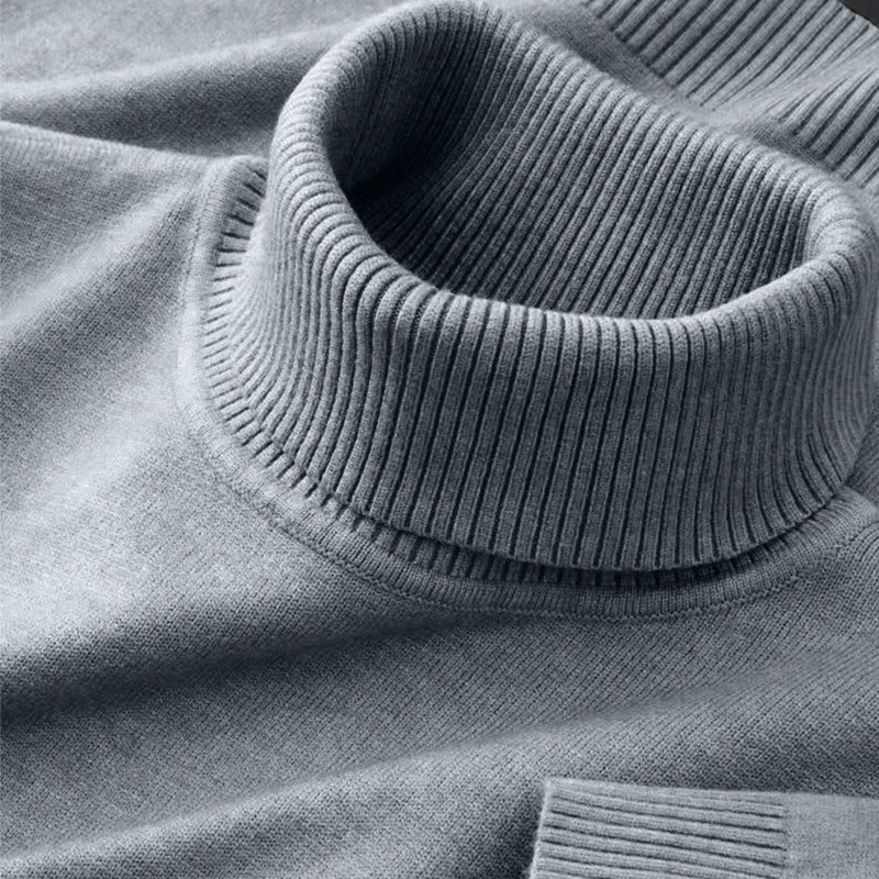 2026 New Mens Knitted Sweaters Solid Color Turtleneck Breathable Pullovers Warm Outdoor Basic Streetwear autumn Business Tops