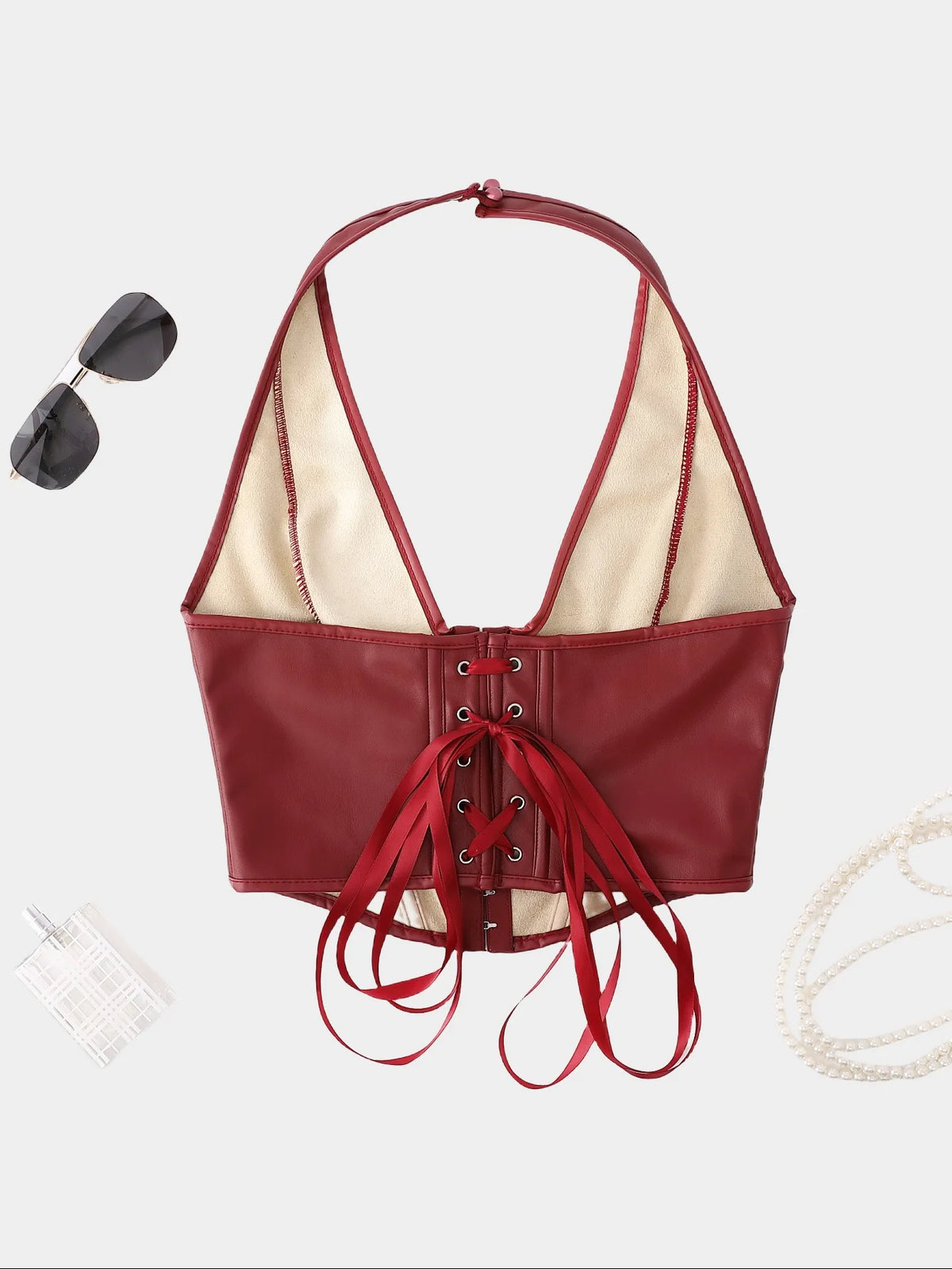 Women's PU Leather Corset-Style Vest Top